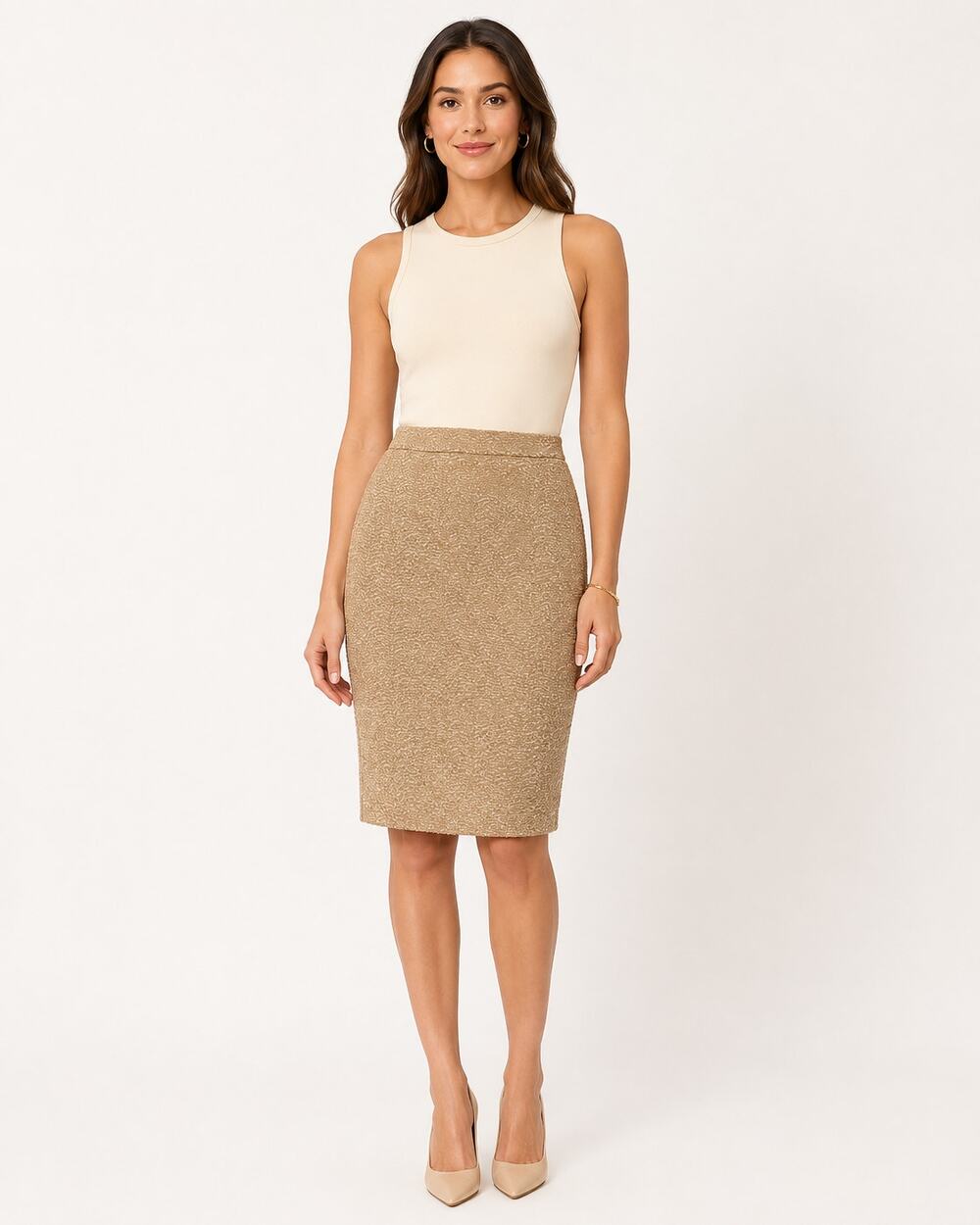 J.Crew sz 0 gold shiny pencil skirt career casual celebration wool silk blend